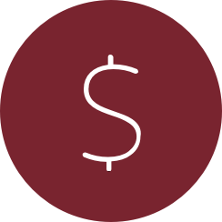 Maroon circle dollar sign icon
