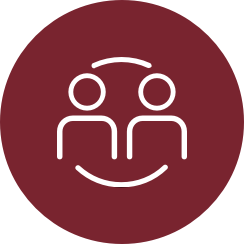 Maroon circle people connect icon