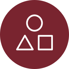 Maroon circle shapes icon