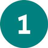 Teal circle number one icon