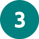 Teal circle number three icon