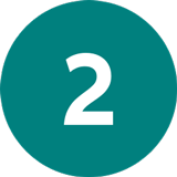 Teal circle number two icon