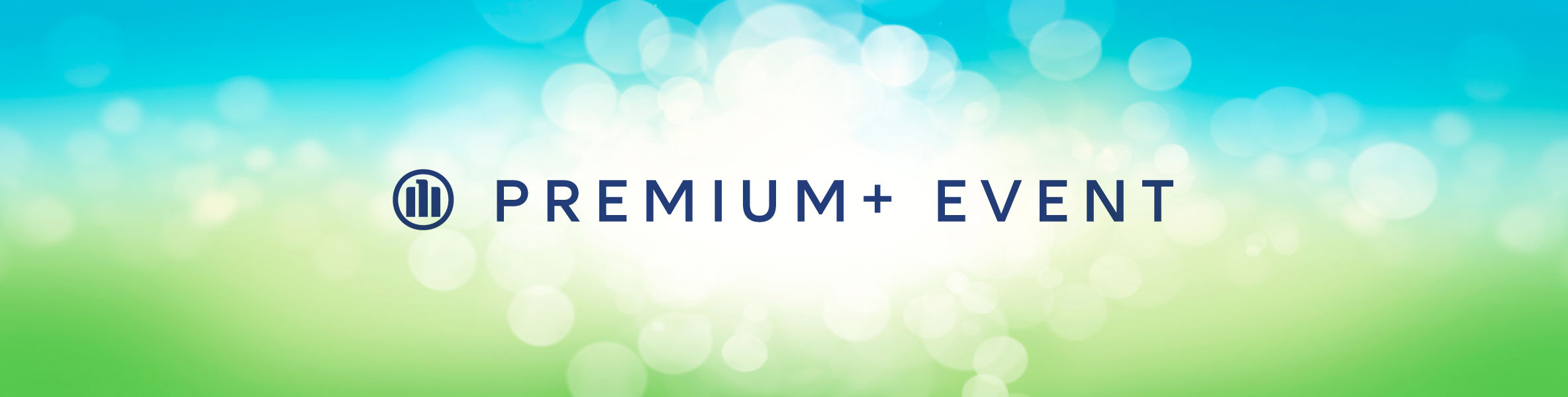Premium Plus Event text over sparkles