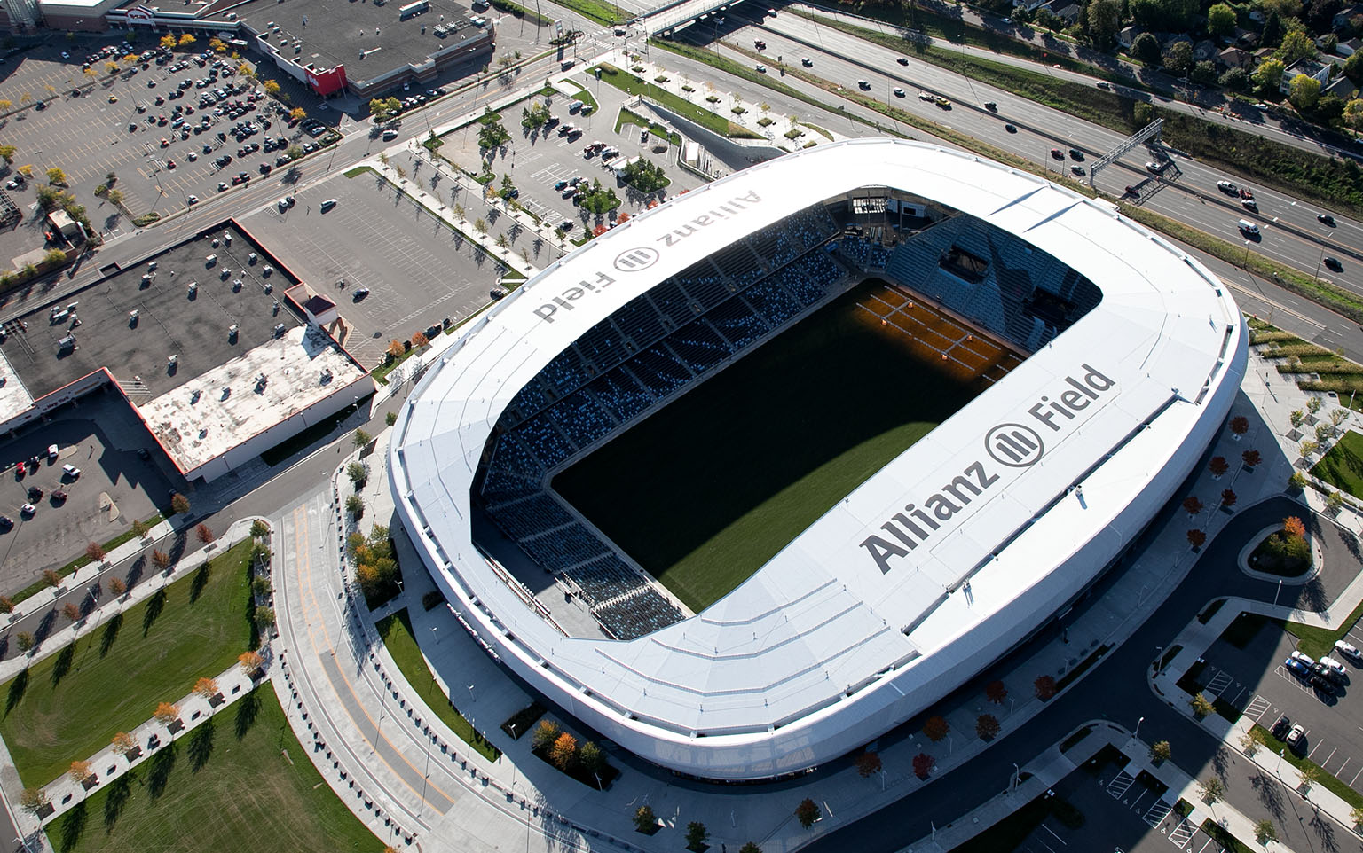 Aerial view of Allianz Field