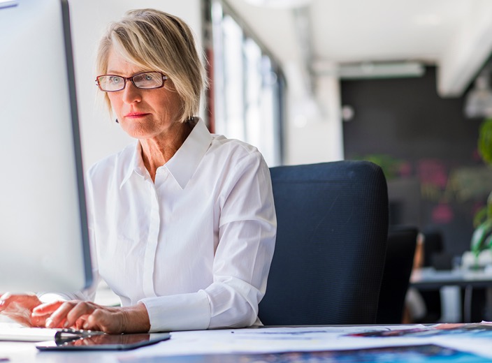 woman working on computer