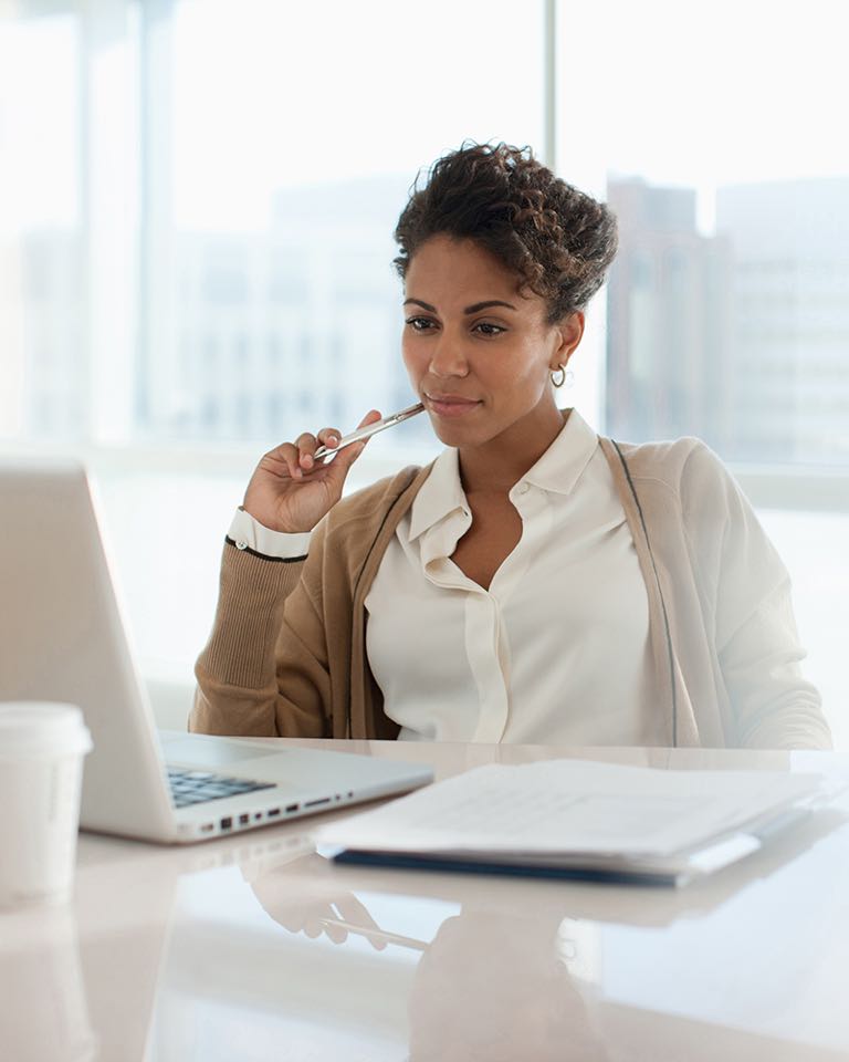 microsite overview woman on computer