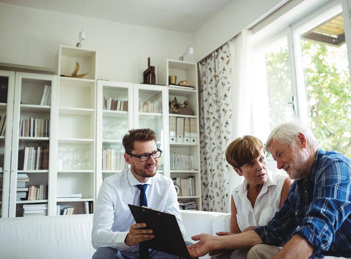 people talking with financial professional