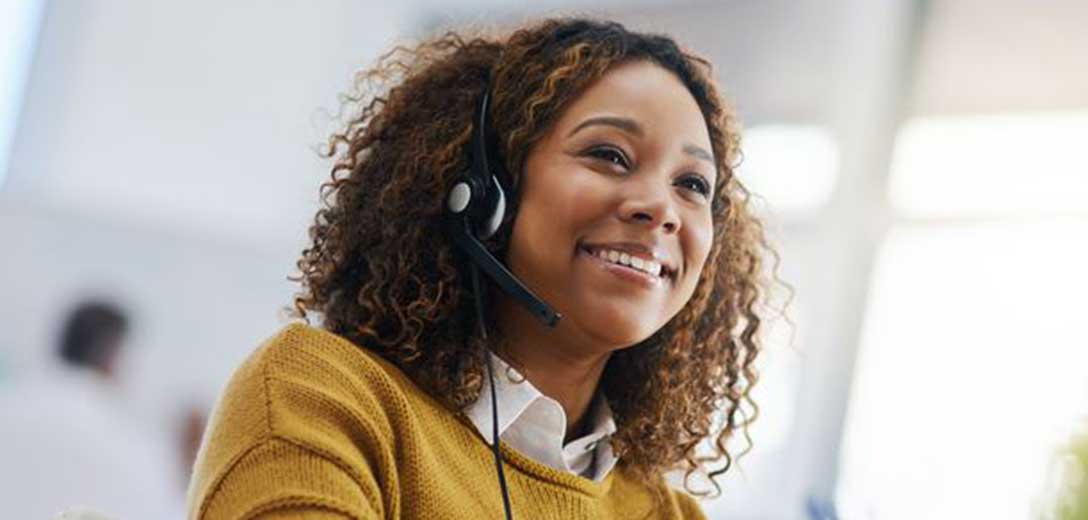 woman in call center stacked