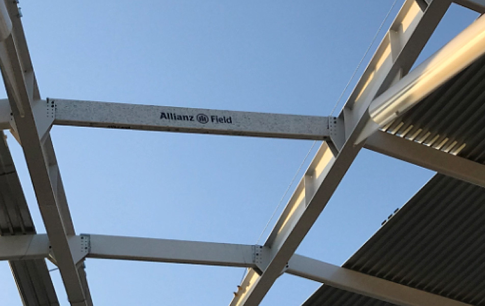 Allianz Field signed beam installed 9 2018