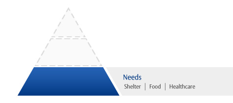 Needs are the basics you can't get by without: housing, food, transportation, and health care.
